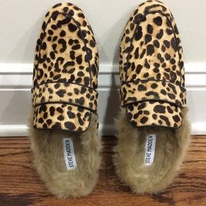 Steve Madden leopArd fur mules